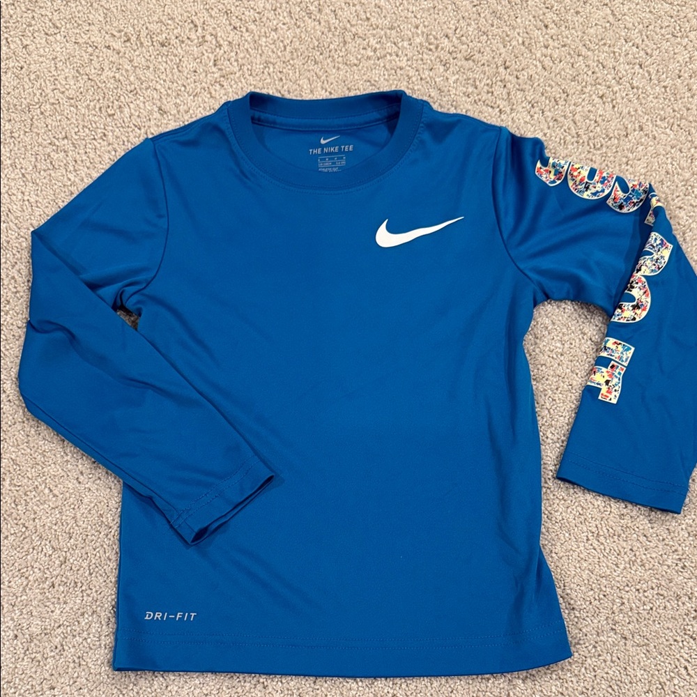 Nike Blue Dri-FIT Long Sleeve Tee, kids 6